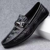 Genuine Leather Men's Casual Shoes Luxury Loafers Moccasins Breathable Slip on Black Driving MartLion   