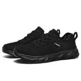 Summer Light Runing Sneakers Men's Hollow Mesh Breathable Running Shoes Jogging Outdoor Travel Casual Sneakers Mart Lion 6966 black 6.5 