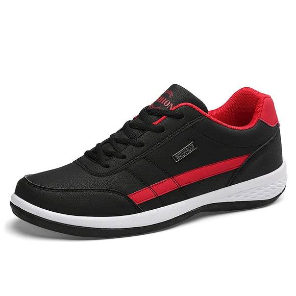 Walking Shoes Casual Leather Soprts Shoes Men's Baskets Tennis Outdoor Sneakers MartLion 8001-black red 39 