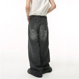 Vintage Men's Baggy Denim Trousers Streetwear Wide Leg Loose Denim Pants Distressed Straight Pants MartLion   