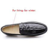 Genuine Leather Men's Loafers Slip On Casual Footwear Moccasins Winter Shoes With Mart Lion   