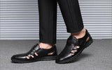 Men's Genuine Leather Sandals Summer Hollow Breathable Leather Shoes Casual Soft Flats Mart Lion   