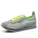 Lace-up Summer Women Sports Sneakers Outdoor Breathable Mesh Casual Shoes Female Youth Flats Outdoor Fitness Zapatos De Hombre Mart Lion Gray Green 35 