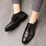 Classic Italian Style Career Office Leather Shoes Pointy Toe Wedding Dress Shoes Men MartLion   