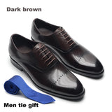 Black Blue Brown Green Men's Formal Social Shoes Genuine Leather Round Cap Toe Oxfords Wedding Dress MartLion Dark Brown EUR 42 