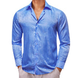 Designer Shirts for Men's Silk Embroidered Silk Blue Green Gold White Black Paisley Long Sleeve Blouses Tops Barry Wang MartLion - Mart Lion