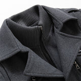  Winter Men's Wool Blends Coats Solid Color Thick Warm Woolen Overcoat Double Neck Trench Coat Single Breasted Windbreaker Mart Lion - Mart Lion