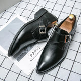  Classic Brown Men's Derby Shoes Leather Dress Men's Pointed Toe Formal Zapatos Vestir Hombre MartLion - Mart Lion