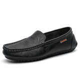 Super Soft Men's Loafers Genuine Leather Casual Shoes Classic Moccasins Light Boat Footwear Mart Lion Black 37 