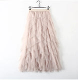 Skirt Women Cute Pink Waist Pleated Skirt Mesh Female Lady MartLion   