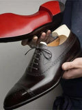 Oxfords Men's Shoes Red Sole Casual Party Banquet Daily Retro Carved Lace-up Brogue Dress MartLion   