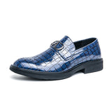 British Style Blue Glitter Leather Loafers Men's Comfy Platform Dress Shoes Slip-on Formal Zapatos De Vestir MartLion blue 33608 38 CHINA