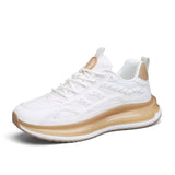 Casual Vulcanised Shoes Non-slip Outdoor Walking Trendy Men's Leather Sneakers MartLion white beige 36 