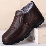 Shoes for Men Winter Cotton Shoes Men's Thickened Leather Waterproof Casual Snow Boots MartLion   