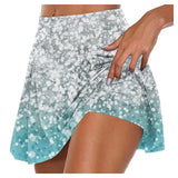 Women'S Athletic Stretchy Pleated Tennis Skirts Run Yoga Inner Shorts MartLion Cyan XXL 