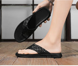 Golden Sapling Flip Flops Men's Genuine Leather Party Shoes Casual Flats Summer Beach Slides Leisure MartLion   