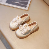 Spring Girls Leather Shoes Little Princess Bow-tie Design Nude Children School Performance Baby Soft Flats MartLion   