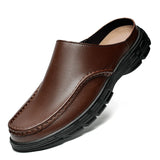 Half Shoes For Men's Leather Latest Luxury Designer Summer Casual Slip-ons MartLion Brown 38 