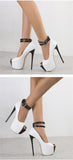 Liyke Design Double Buckle Strap Platform Sandals Women Pumps Peep Toe 16.5CM Super High Heels Stripper Shoes White Mart Lion   