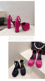 Women Sandals Summer Platform High Heel Platform Black Red Party Wedding Shoes Zapatos De Mujer PU Mart Lion   