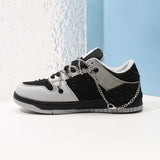 Men's Casual Sneakers Punk Metal Chains Cross Skateboard Flats Running Sport Shoes Tennis Basketball Trainers Walking Mart Lion   