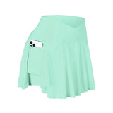 Women Tennis Skirt with Pockets Crossover Waisted Athletic Golf Skort Running Workout Skirts MartLion Green L 