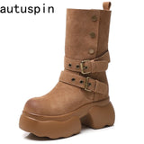 Internal Height Mid-calf Boots in Winter Women Leather Short Boot Office Ladies Tide Shoes MartLion