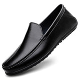 Men's Retro Brown Loafers Luxury Shoes Slip on Shoes Genuine Leather All-match Flats MartLion Black 38 