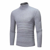 Autumn Winter Men's Thermal Long Sleeve Roll Turtleneck T-Shirt Solid Color Tops Slim Basic Stretch Tee Top MartLion GRAY M CHINA