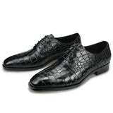 Alligator Printing Leather Shoes Genuine Leather Men's Dress Formal Oxfords Luxury Lace Up Zapatos De Hombre MartLion   