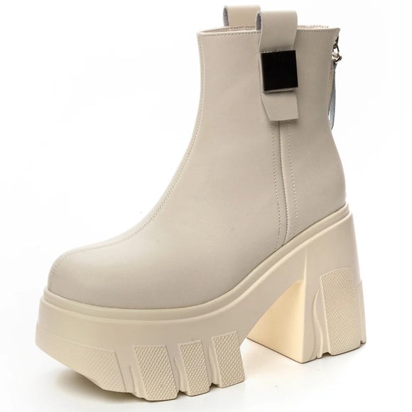 High Platform Thick Heels Women Mature Nightclub Ankle Boots Ladies Split Leather Woman Shoes Booties MartLion