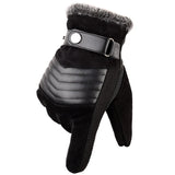 Winter Men's Gloves Touch Screen Warm Casual Gloves Mittens Outdoor Sport Full Finger Solid Glove MartLion Black A  