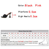 Liyke Summer Crystal Rhinestone Strange Heels Slippers Street Woman Square Toes Dress Party Shoes Sandals Mart Lion   