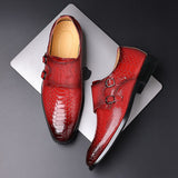 Men's Casual Shoes Snakeskin Grain Microfiber Leather Slip-on Buckle Dress Office Oxfords Party Wedding Flats Mart Lion   