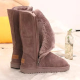 Women Suede Leather Warm Snow Boots Winter Causal Plush Fluffy Anti-cold Zipper Platform Shoes MartLion 602-Brown 35 