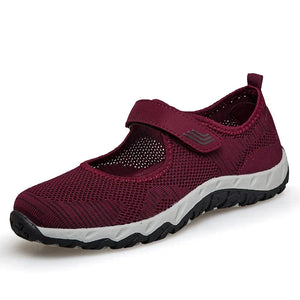 Non-slip Soft Mom Sneakers Summer Breathable Mesh Travel Casual Shoes Women Comfort Lightweight Flat Sport MartLion 1818red 42 