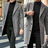 Winter Man Wool Jackets Lapel Coat Casual Clothing Trench Single-Breasted Thickness Men's England Style MartLion   