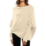  Womens Long  Sleeve Neck Tunic Tops  Fall Baggy Slouchy Pullover Sweaters Off The Shoulder Sweater MartLion - Mart Lion