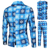 Men's Suit Slim Fit Christmas Suits Plaid Snowflake Printed Three-piece Set Blazers Pants Vest Sets Prom Party Clothes MartLion   