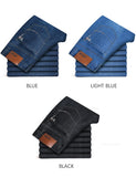 Summer Thin Men's Stretch Straight Jeans Classic Black Blue  Casual Loose  Denim Pants Trousers MartLion   