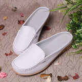 Shoes Casual Genuine Leather Moccasins Ladies Driving Ballet Woman Loafers Flats Mother Footwear MartLion WHITE 37 