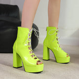 Summer Mature Rose Black Women Platform Sandals Peep Toe High Heels Lady Dress Shoes MartLion Green 5 