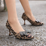 Mature Brown Leopard Women Pumps 3 inch High Heels Office Lady Shoes MartLion Leopard 10 