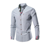 Casual Cotton Soft Thin Men's Shirts Slim Fit Luxury Long Sleeve Shirt Lapels Outwear Streetwear MartLion Grey M 