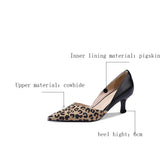 Spring Women Shoes Leopard Print Pointed Toe Chunky Heel Slip-On Pumps Concise High Heel MartLion   