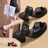Women's Open Toe Slippers Design All Match Breathable Comfy Thick High Heel Slippers Sandels  Summer Home