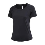 Yoga Clothes Summer Short-Sleeved Women Loose Quick-Drying T-Shirt Sports Running Shirt Elastic Casual Round Neck Breathable MartLion black 10 