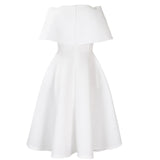 Summer solid color casual cloak dress short sleeve elegant party dress women clothing MartLion   