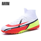 Football Shoes Men's Soccer Spikes Cleats Ankle Protect Lightweight Elastic Non Slip TF AG Competition Training MartLion   