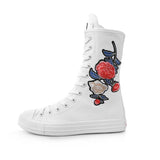 Casual Canvas Shoes Inner Zipper Front Lace Up Breathable and Flower Pattern Women's Boot MartLion white 41 